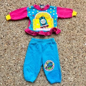 VTG Thomas the Tank Engine 90s Rare Girl’s Jogger Outfit Made in USA 12 Mos